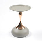 Modern Pedestal Small Round Side Table, Metal Coffee End Table, Bedside Sofa Decorative Accent Table for Small Space, Living Room, Bedroom, Cafes, Office, Corners (Pedestal B, Gray)