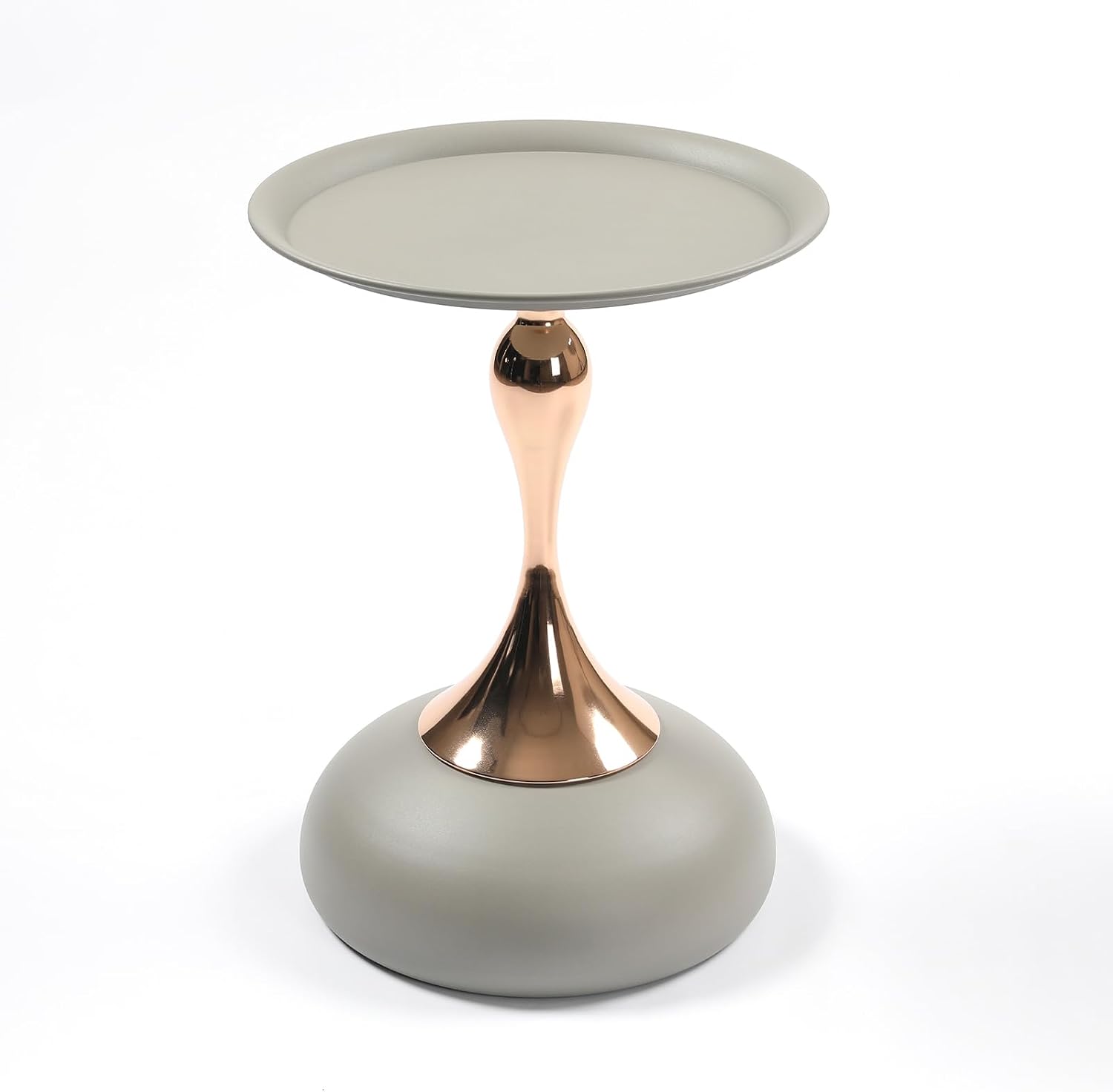 Modern Pedestal Small Round Side Table, Metal Coffee End Table, Bedside Sofa Decorative Accent Table for Small Space, Living Room, Bedroom, Cafes, Office, Corners (Pedestal B, Gray)