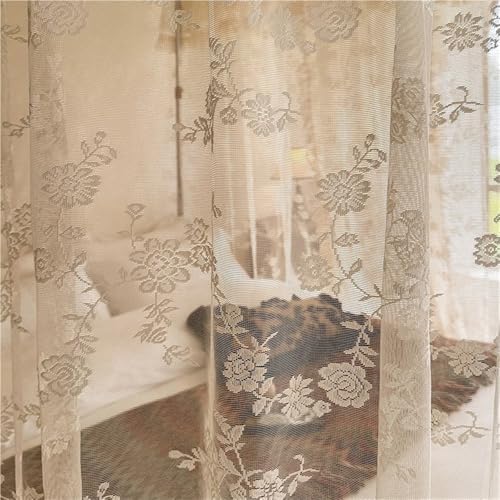 Bed Canopy Frame Set, Lace Canopy Curtains with U-Shaped Metal Frame, 3-Door Design for Bedroom Decoration