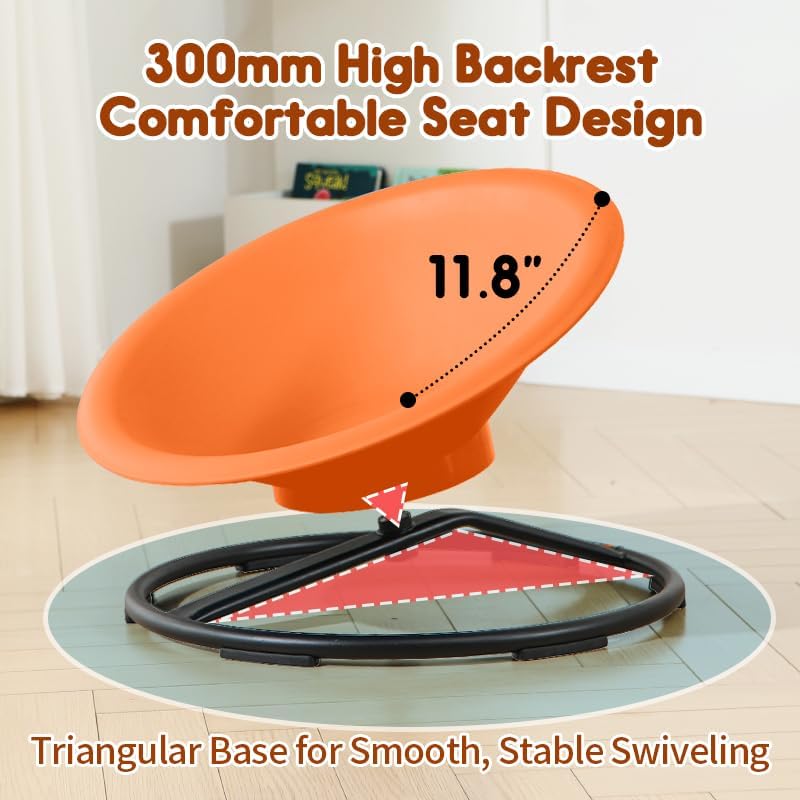 Spinning Chair for Autistic Kids, Sit and Spin Autism Toys for Age 3+, Sensory Swivel Chair Enhancing Motor Skills, Educational Indoor & Outdoor Toys (Orange)