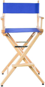 Filmcraft Professional Grade Studio Director's Chairs (30" Bar Height, Natural Finish, Blue Canvas)