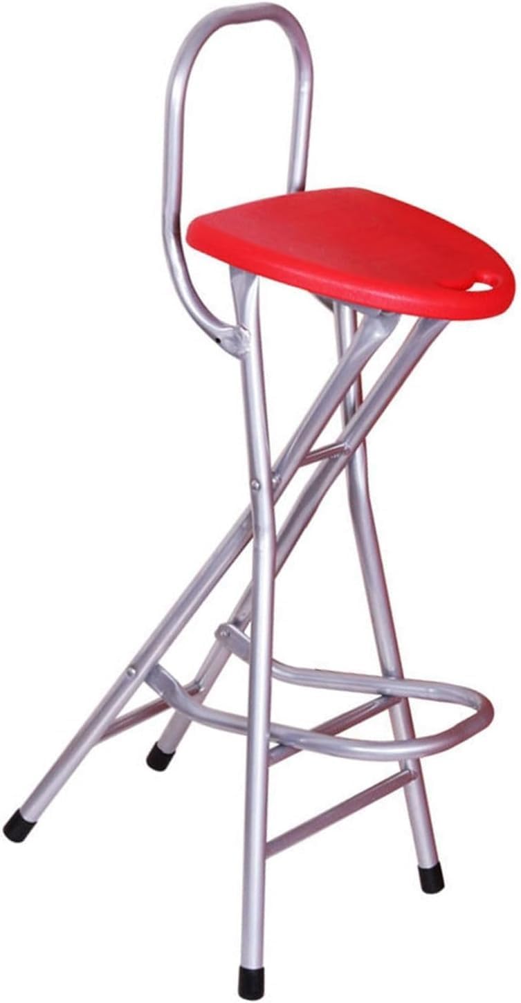 Portable Folding Stool with Footrest Heavy Duty Chair for Camping Fishing Kitchen Compact and Foldable(Blue,37 * 37 * 72CM)