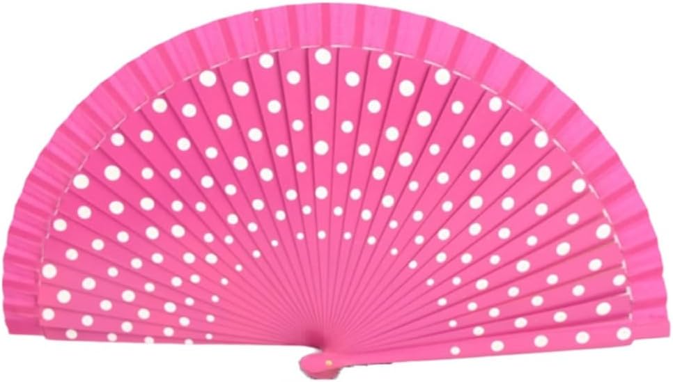 Flamenco Spanish Folding Fan Dots Pattern Handle Easy To Open and Close Hand Fan Vintage Decorative Fan Filming Props