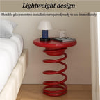 Spring Shaped Minimalist Round Side Table(Color:Red)