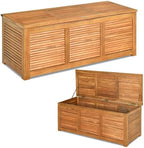 Acacia Wood Deck Storage Bench 47Gal Multi-Function for Garden Patio Outdoor 355lbs