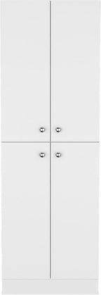23.6" D*11.8" W*71.1" H Corner Kitchen Pantry, 3 Adjustable Shelves & Fixed Shelf, 2 Double-Doors, Wood Freestanding Storage Cabinet, Modern Minimalist, for Living Room, Dining Room, White