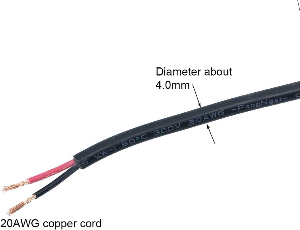 Litever Extension Cable 20 awg 3.3 ft, Designed for Litever LL-008 Series Under Cabinet Lights. 5.5mm x 2.1mm Plugs, Male to Female, for 5~24VDC LED Light Strips, CCTV; for Maximum 3A or Less