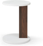 22" Wooden End Table, C-Shaped Sofa Table with Solid Frame for Living Room/Bedroom, Modern Table Nightstand, Space-Saving & Easy Assembly