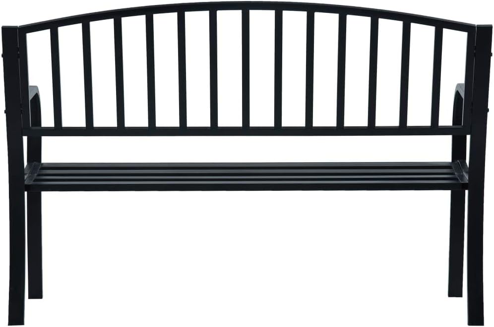Garden Bench Black Powder-Coated Steel 47.2 in Long Durable,Sturdy Black PowderCoated Steel Garden Bench for Outdoor Comfort Patio Furniture