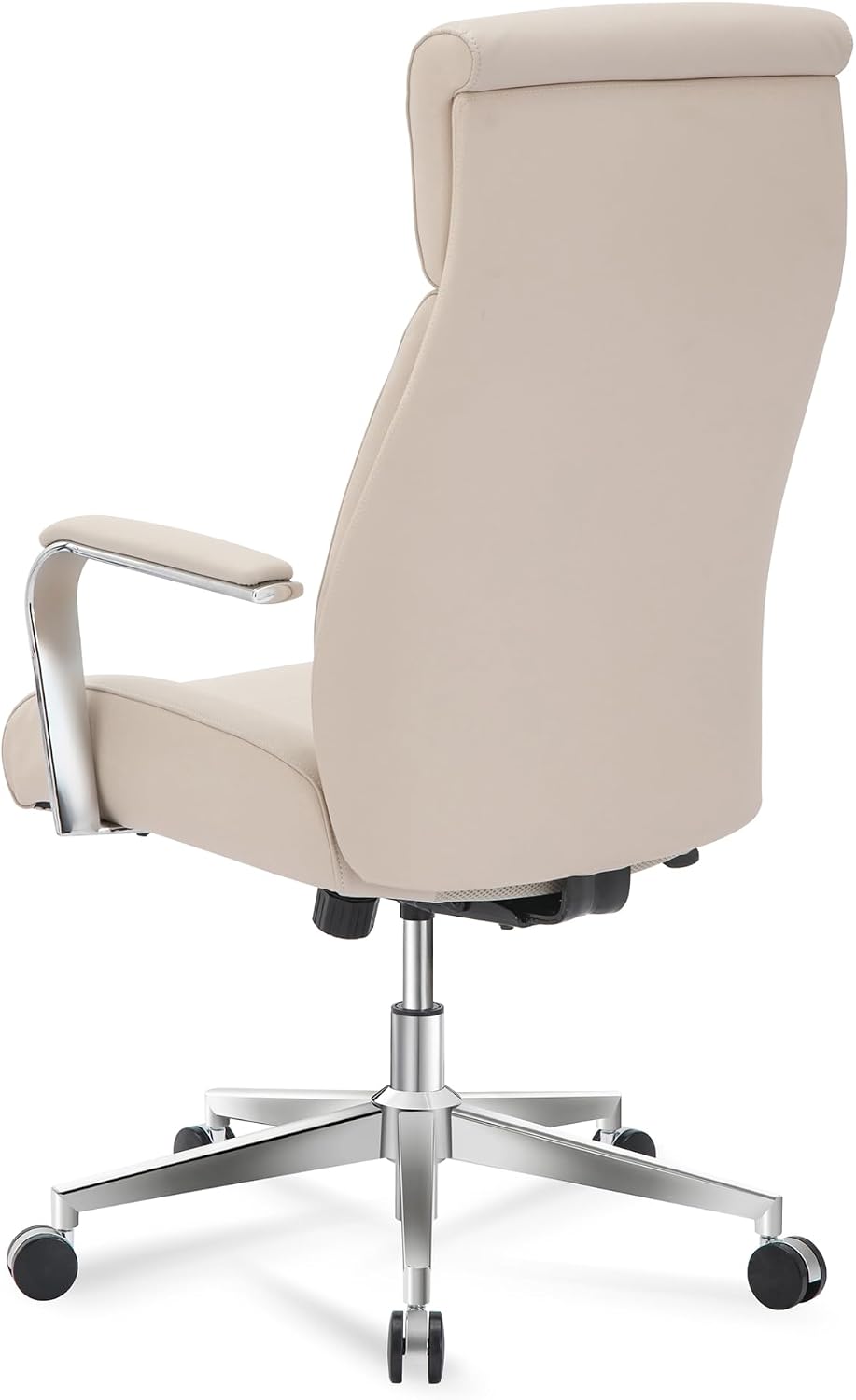 Realspace® Modern Comfort Modee Vegan Leather High-Back Executive Office Chair, Sand/Chrome, BIFMA Compliant