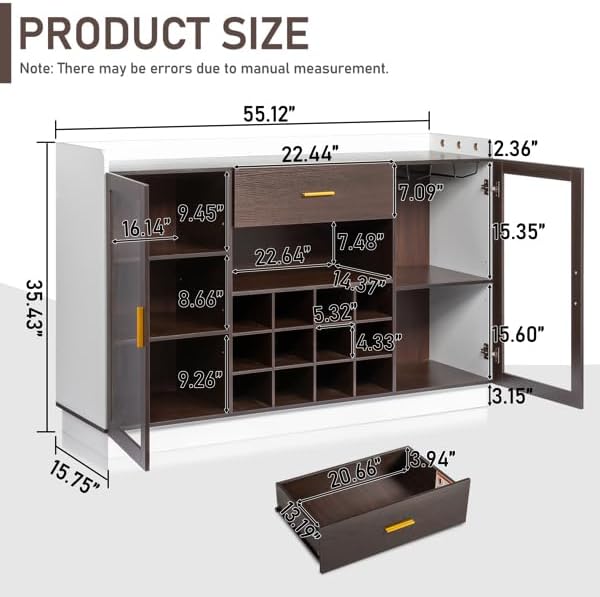 Farmhouse Wines Bar Cabinet Kitchen Coffee Bar Cabinet, Wine Bottle Rack Cabinet 12-Bottle Wine Rack Sideboard - Wines Storage for Bar, Pantry, Storage Shelves,Buffet Sideboard for Dining Room