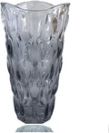Unbreakable Flower Glass Vase 2.4lb 9.5inch Sparkle vase Bohemian Style, for Centerpieces,Kitchen,Office, Living Room,Wedding,Perfect Home Decor Glass Vase (Gradient Gray)