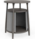 End Table,Resin Bedside Table with Storage,Side Table for Living Room Bedroom Balcony Indoor Outdoor(Grey)
