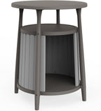 End Table,Resin Bedside Table with Storage,Side Table for Living Room Bedroom Balcony Indoor Outdoor(Grey)