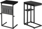 HOOBRO End Table, C Shaped Side Table with Storage Shelf, Small C Table for Couch, Adjustable Height Side Table for Small Spaces, 29.5'' Tall Couch Table that Slide Under BK29SF01-BB77SF01