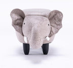 Pemberly Row Elephant Fabric Storage Ottoman/Stool, Gray/Black Finish, 15.75"H x 14.17"W x 28.74"D, Upholstered Kids Room Seating with Storage, Cute Animal Theme, Easy Assembly for Bedroom or Playroom