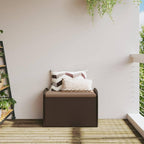 Brown PE Rattan Outdoor Storage Bench, Weatherproof Patio Furniture with Cushion, Garden Deck Box for Porch, 242.5 lbs Capacity Bench Seating