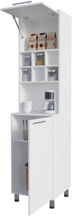 19.6"D*19.7"W*80.3"H Corner Freestanding Kitchen Pantry with Dawer, 2 Shelves & 2 Single Doors, 6 Compartments, Rectangular Wood Storage Cabinet, Modern, for Living Room, Dining Room, White