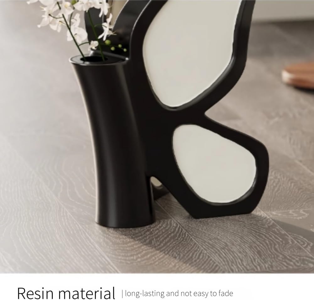 Butterflies Accent Side Table Vintage Round Tray Top End Table Artistic Sculpture Coffee Table for Living Room Entryway Balcony Lightweight