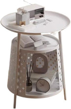Sofa Side Round Side Table End with Cat House, Condo, Indoor Furniture Kitten, Small Coffee Nightstand with Storage, Living Room Sofa Bedside with Bed(White)