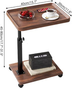 C Table End Table Adjustable Height for Couch, 360°Swivel TV Tray Table, Couch Tables That Slide Under for Eating on Couch, Bedroom or Livingroom Laptop-Table for Couch Side Desk with Wheels