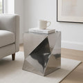 Room Decor End Table, Side Table, or Small Night Stand - Twisted Metal Accent Table for Office, Bedroom, or Living Room Decor - Abstract Decorative Bedside Table for Big or Small Spaces - 22" Silver