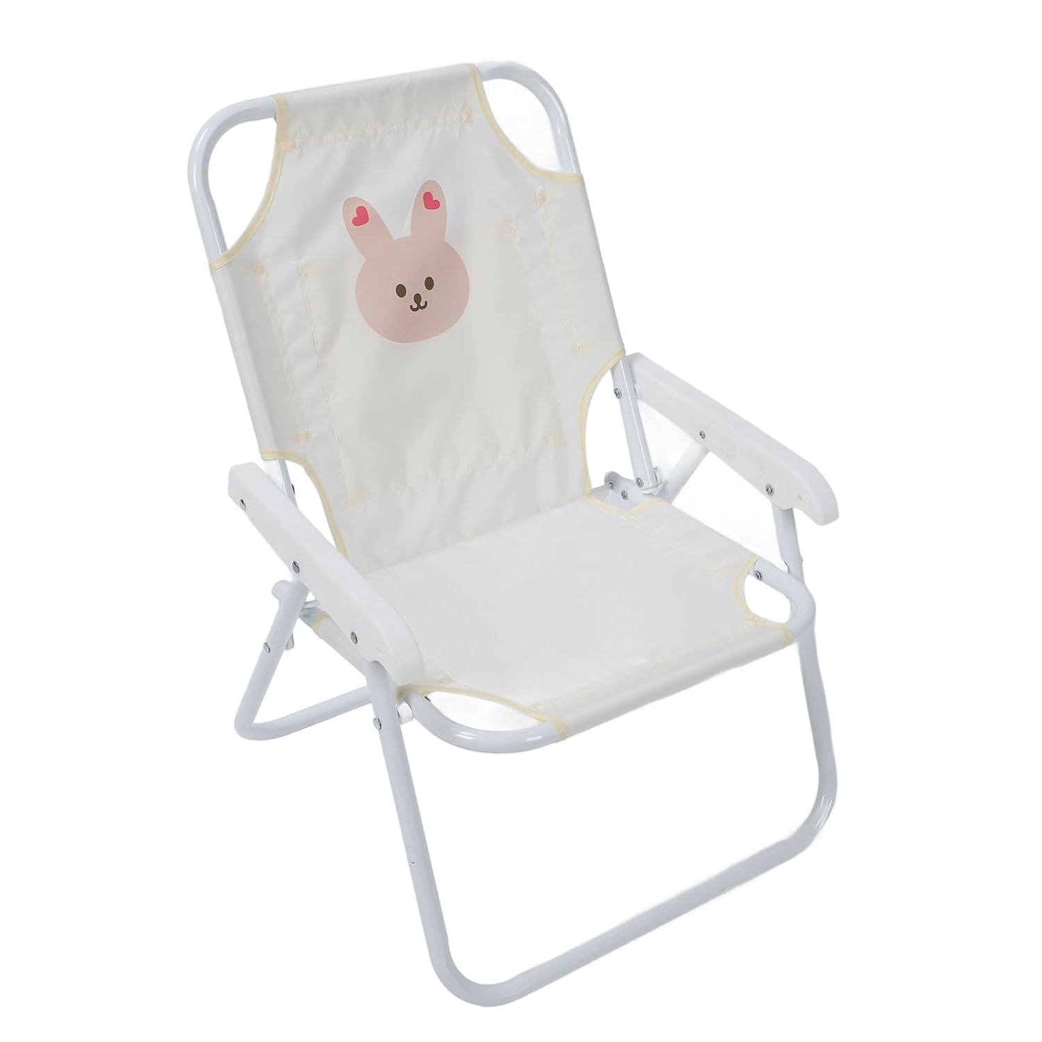 Kids Beach Chair with Umbrella Cute Cartoon Animal Print Foldable Portable Baby Camping Chair for Outdoor Activities (Rabbit)
