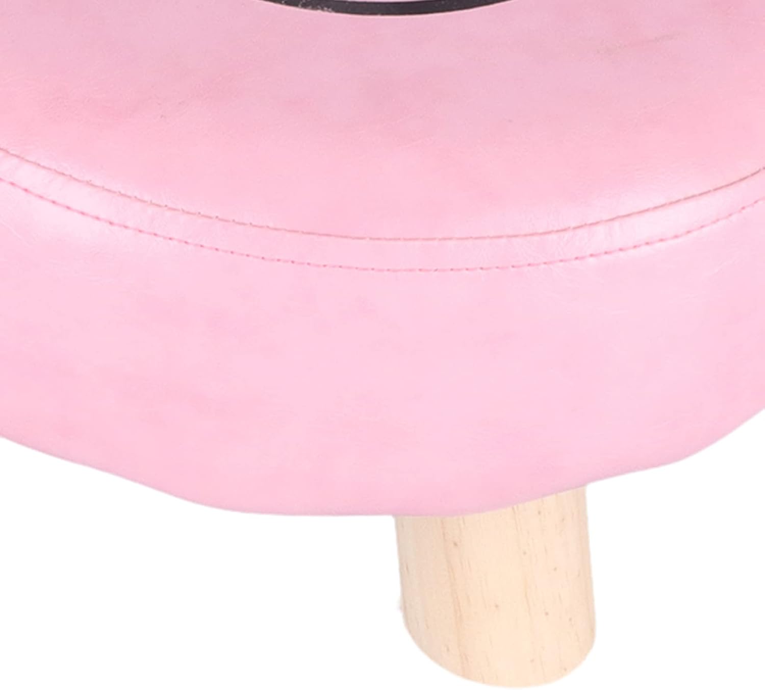 Small Under Desk Footrest Cute Cartoon Ottoman with 4 Stable Log Legs for Kids, Compact PU Leather Footstool for Home Office Dorm