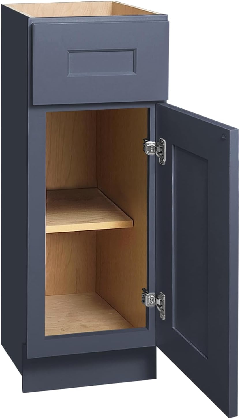 Kitchen Base Cabinets with Drawers, 21" Wide 24 Inch Deep Storage Cabinet with Shaker Doors & Shelves, Modern Solid Wood Furniture, Easy to Assembly for Pantry, Laundry Room, Coffee Bar -Blue