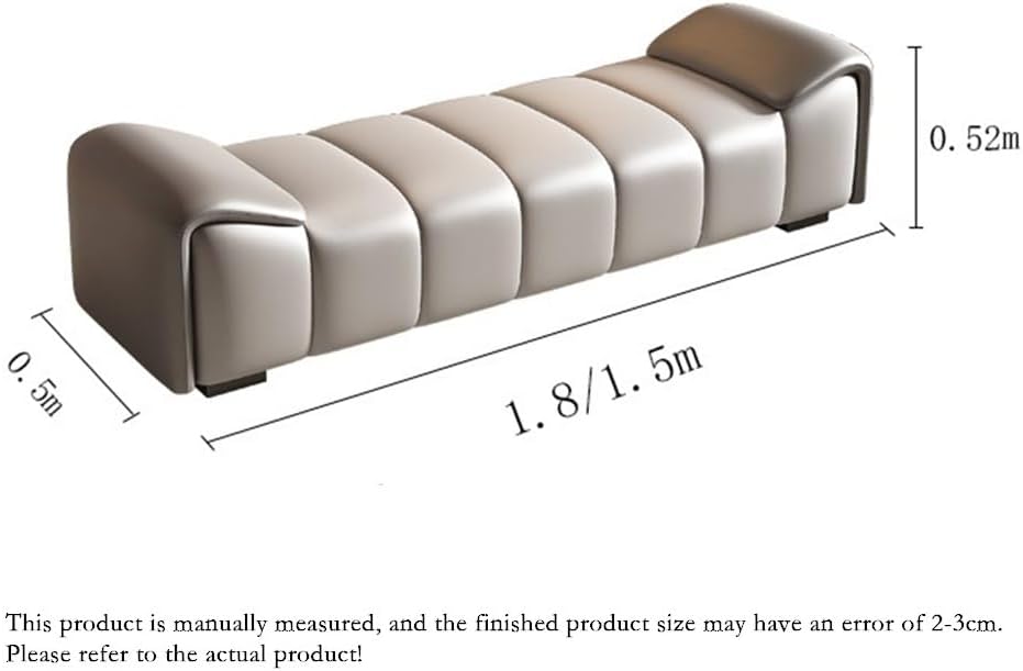 Modern Leather Bed End Stool Simple Modern Bedroom Bedside Light Luxury Cloakroom Long Bench Shoe Entryway(Cream White,Medium)