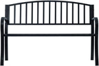 Outdoor Garden Bench 47.2 inch Metal Seating, Heavy Duty Powder-Coated Steel Patio Bench for Backyard, Balcony, Park, Black