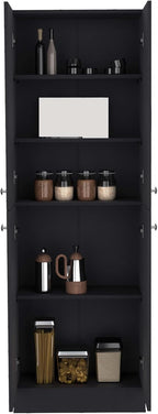 Mid-Century Pantry Storage Cabinet, Rustic Freestanding Cupboard with 5 Adjustable Shelves,for Kitchen Home