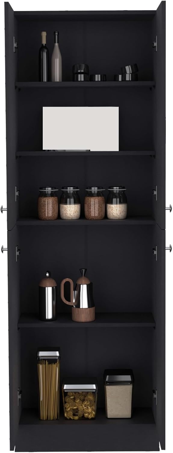 Mid-Century Pantry Storage Cabinet, Rustic Freestanding Cupboard with 5 Adjustable Shelves,for Kitchen Home