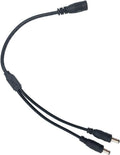 Litever Power Splitter, 2 Way, 1 Female Jack to 2 Male Plugs, 5.5mm x 2.1mm, 1:2, Y Adaptor Copper Cable, for CCTV Camera & LED Strip Lighting Power Supply Connector