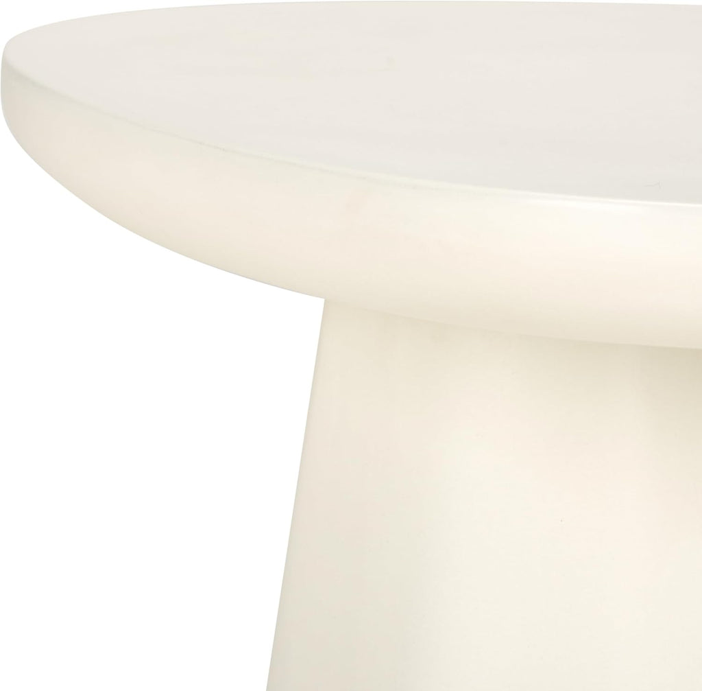 SAFAVIEH Couture Collection - Jabrielle Ivory Concrete Accent Table, Sculptural Modern Side Table, Minimalist Silhouette (SFV2600A)