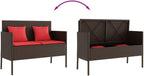 Brown Poly Rattan Patio Storage Bench with Cushions, Outdoor Seating with Waterproof Bag and Gas Spring Lid