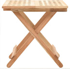 Solid Walnut Wood Foldable Side Table with Elegant Lattice Design, Compact Collapsible Accent Table for Living Room, Bedroom, Balcony, Sturdy and Portable