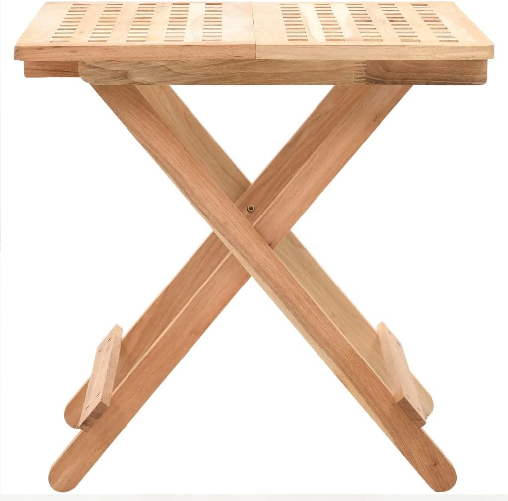 Foldable Side Table Solid Walnut Wood Compact Collapsible Lattice Design 4 Legs Sturdy Table Foldable Side for Living Room Indoor Use