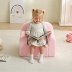 Kids Chair Comfy Toddler, Soft Baby Chair for Boys & Girls, Portable Toddler Reading Armchair with Removable Washable Sherpa Cover, Pink