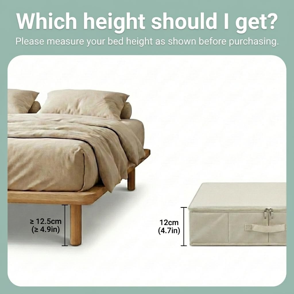 iwill CREATE PRO Breathable Fabric Under Bed Storage Box, Foldable, 70x40x12cm with Zipper Dust Cover, Pack of 3