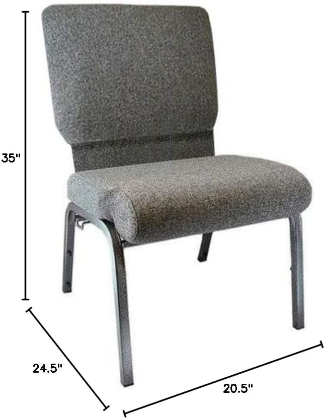 EMMA + OLIVER Charcoal Gray Church Chair 20.5 in. Wide