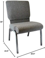 EMMA + OLIVER Charcoal Gray Church Chair 20.5 in. Wide
