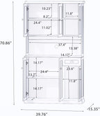 Freestanding Kitchen Pantry with Dawer & 3 Shelves, 2 Single Doors & 2 Double Doors, Modern Minimalist, Rectangular Storage Cabinet, for Living Room, Dining Room, White