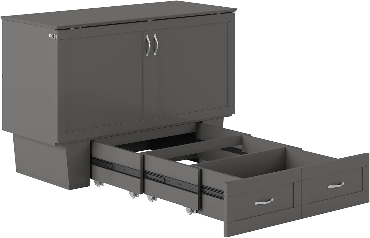 AFI, Monroe Full Murphy Bed Chest with 6" Mattress, Storage Drawer & Built-in USB Charger, Grey
