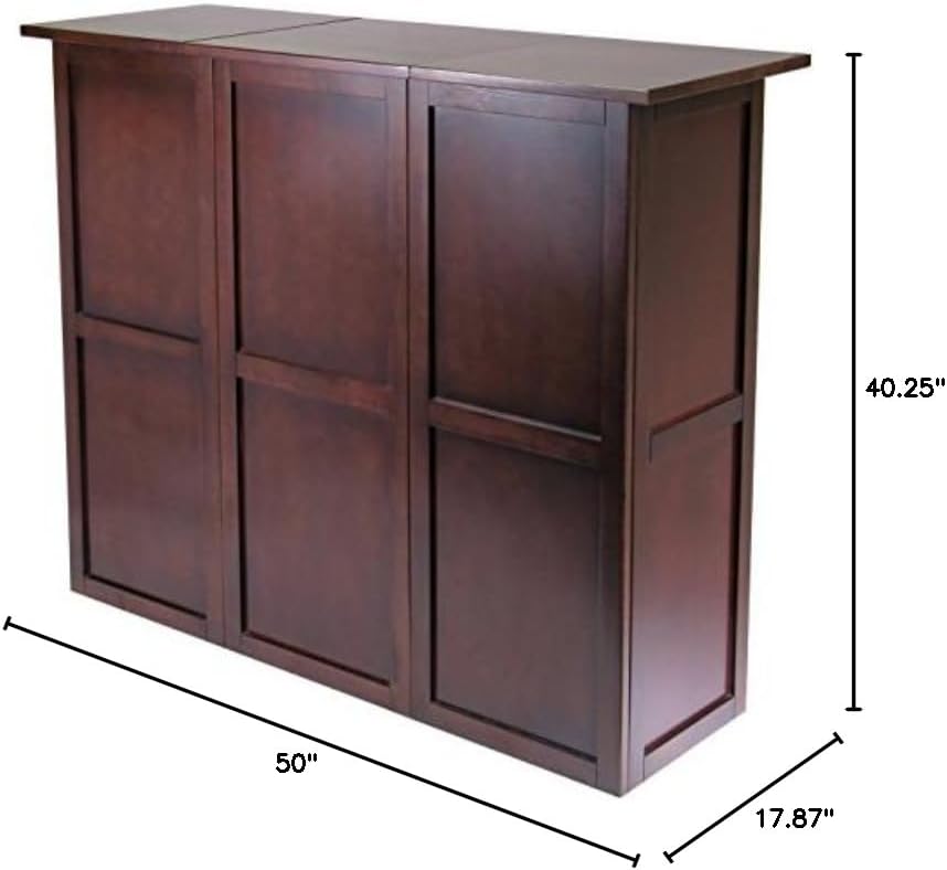 Winsome Newport 40.16 x 50 x 17.87-Inch Wood Expandable Counter Wine Bar, Antique Walnut (94350)
