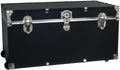 HomeStock Seaside Style Heavy Duty 31" Under Bed College Storage Trunk with Wheels & Lock, Latch Closure Type, 30" L x 8.25" W x 18.25" H, Ideal Camp Dorm Room Trunk Footlocker Black