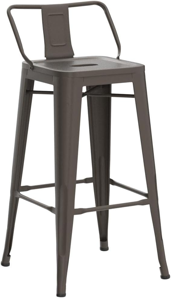 Yongchuang Metal Bar Stools Set of 4, 26" Barstools with Back Farmhouse Kitchen Counter Height Bar Chairs Rusty