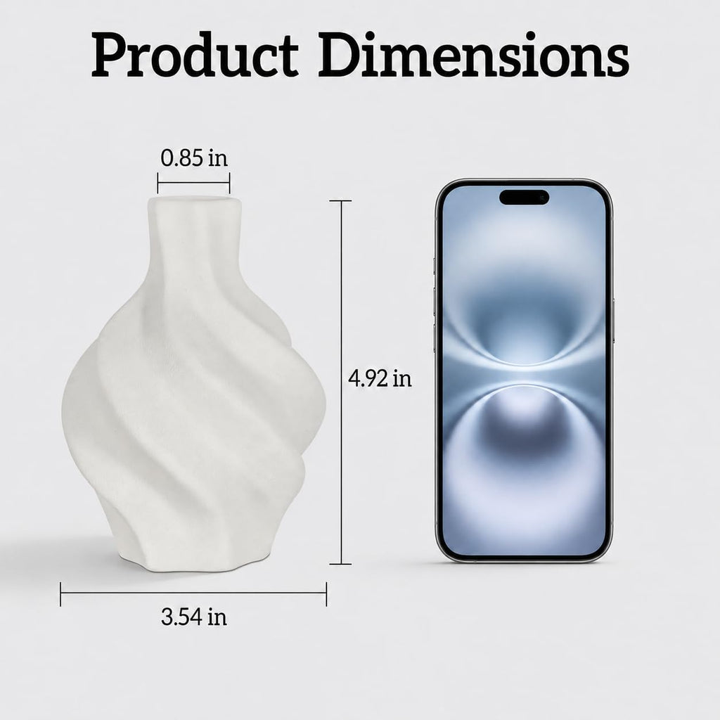 nawaza Ceramic Flower Vase Home Decor,4.9 inch Small Ceramic White Vase Farmhouse Decorative Table Vases Living Room Coffee Desk Kitchen Bathroom (Swirls)