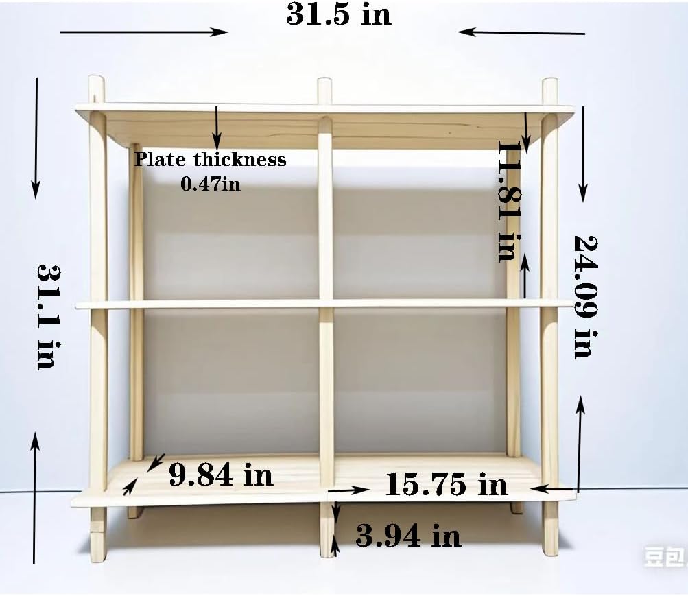 3 Tier Wide End Table, Solid Wood Bedside Night Stand for Small Spaces Corner Coffee Storage Shelf for Office, Living Room, Bedroom