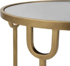 Two Tier Round Accent Table Antique Gold Iron Frame Mirrored Top Tempered Glass Shelf Modern Side Table Living Room Bedroom End Table Decorative Furniture